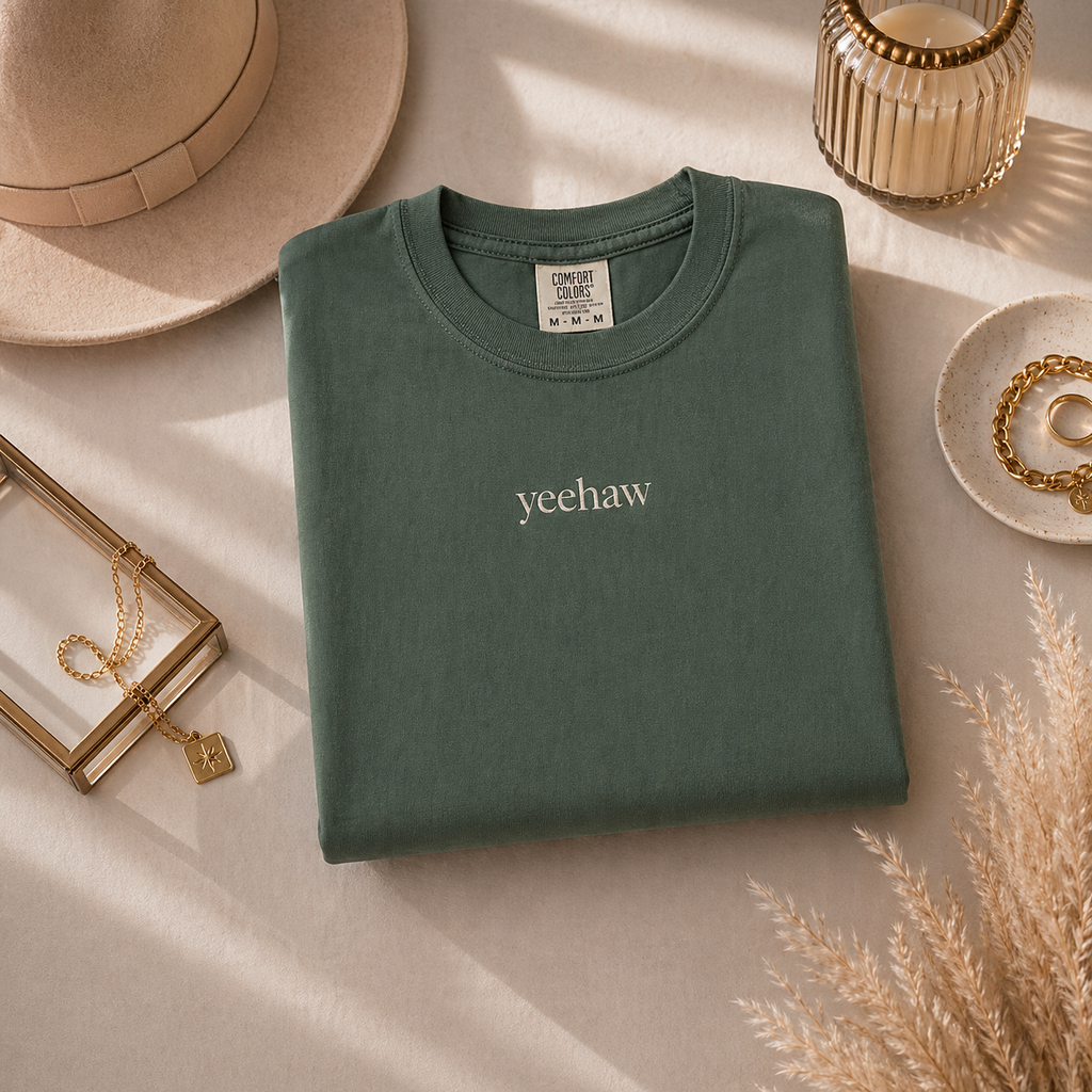 Minimalist Yeehaw T-Shirt Western Aesthetic Tee Vintage Comfort Colors Shirt Cowgirl Graphic Tee Neutral Everyday Shirt