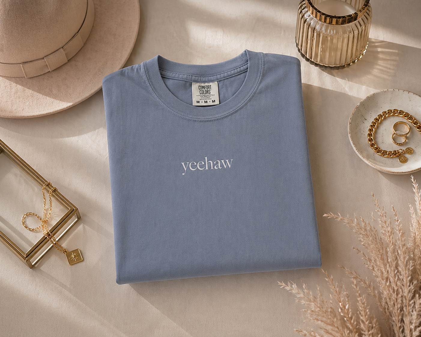 Minimalist Yeehaw T-Shirt Western Aesthetic Tee Vintage Comfort Colors Shirt Cowgirl Graphic Tee Neutral Everyday Shirt