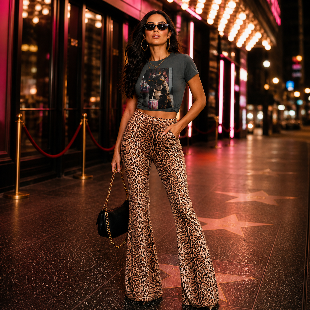 Leopard Print Flare Leg Pants